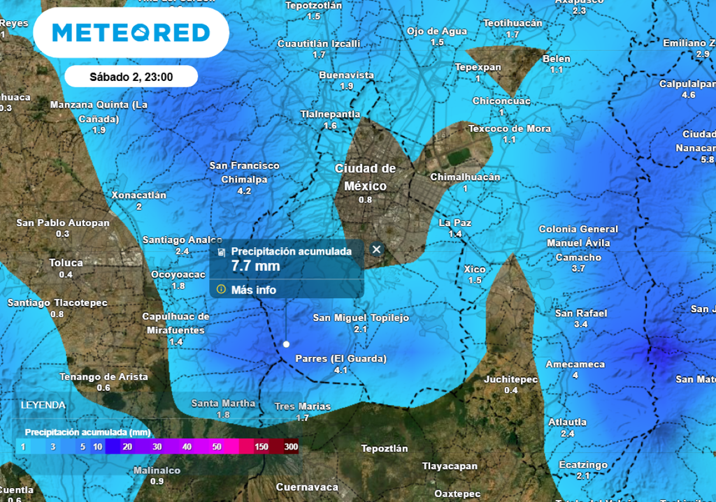 El acumulado de lluvias de este sábado 2 de mayo puede alcanzar los 10 mm.