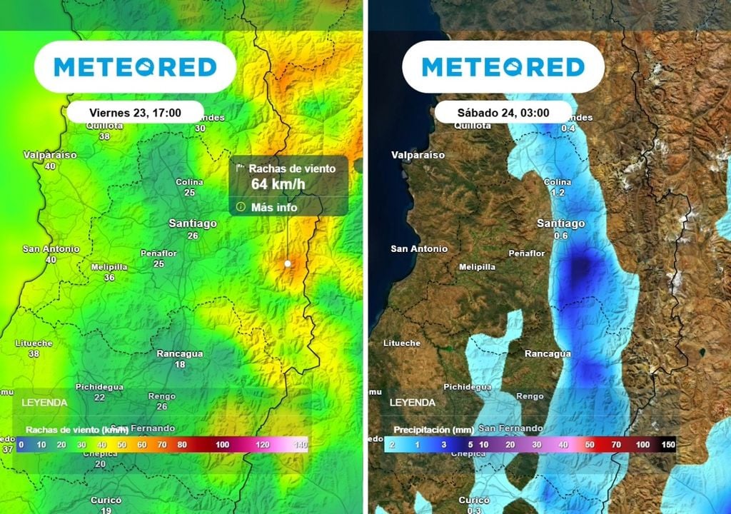 Rachas de viento y chubascos Durante la tarde del viernes las rachas de viento alcanzarían los 60 km/h en la cordillera, mientras las lluvias siguen hasta el sábado.