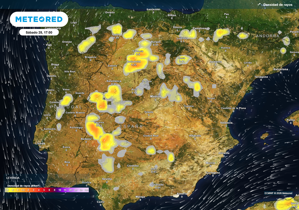 Las tormentas se concentrarán en la mitad oeste peninsular.