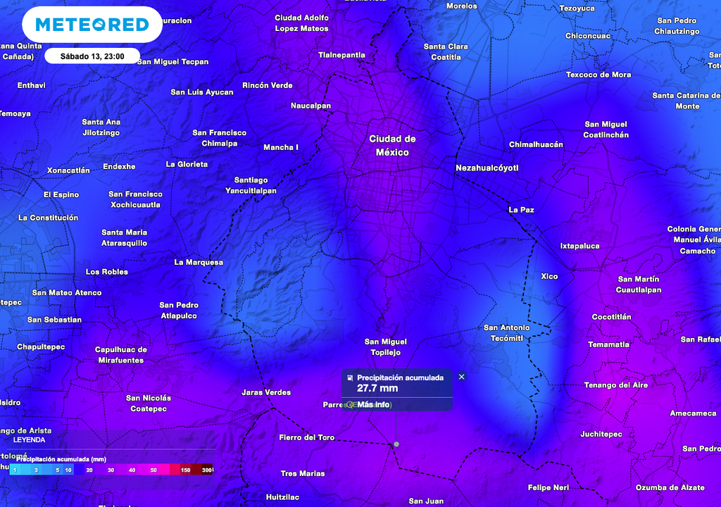 Lluvias acumuladas de hasta 40 mm