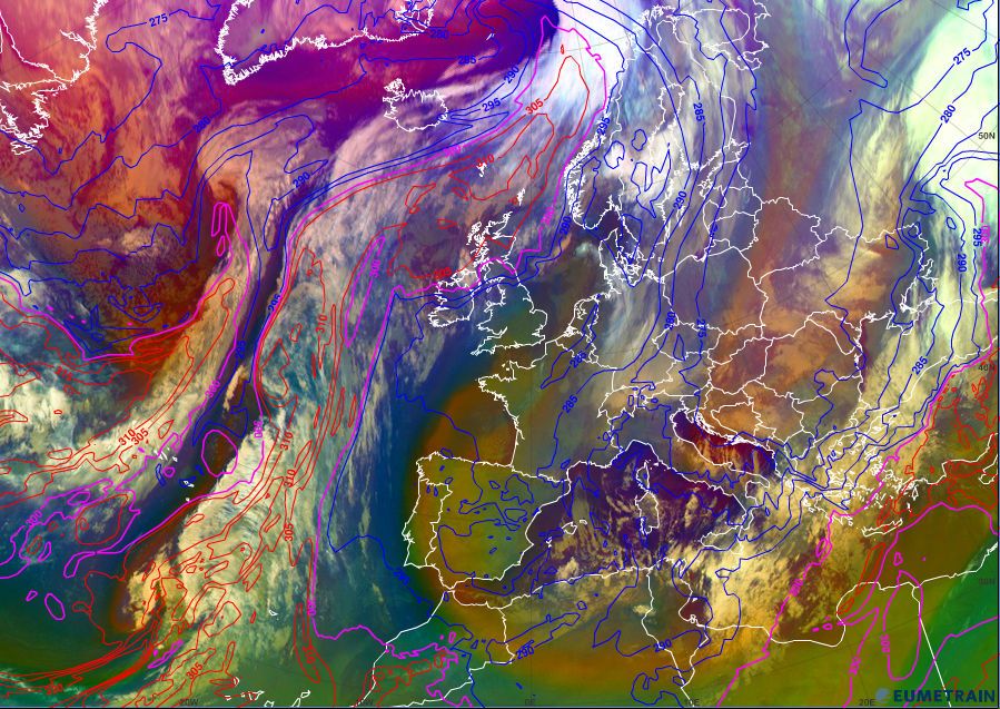 Imagen de la THW-850 hPa y masa de aire.