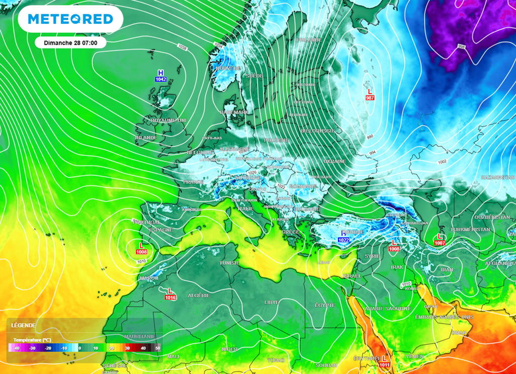 L'anticyclone se positionnera entre l'Islande et les îles britanniques pour les derniers jours de l'année.