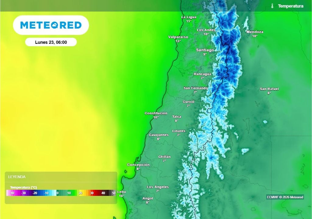 Tras el paso del sistema frontal, las temperaturas mínimas descenderán, dando paso a una mañana fría en gran parte de la zona central y sur.