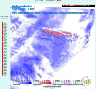 Salidas previstas del tipo de precipitación en superficie