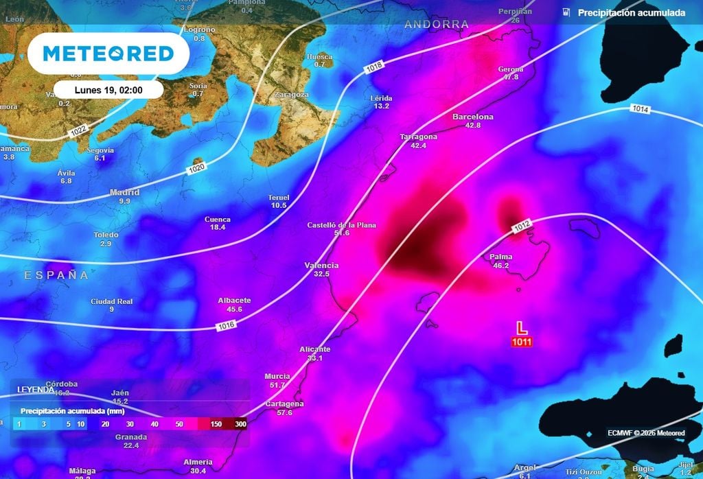 La mayoría de los escenarios contemplan lluvias localmente fuertes en las comunidades mediterráneas durante el fin de semana.