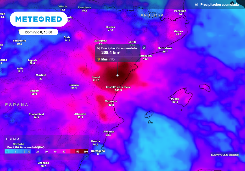 Los modelos empiezan a anticipar acumulados muy significativos a orillas del Mediterráneo, aunque todavía no es posible precisar cantidades y ubicación