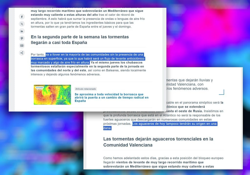 En Meteored llevamos insistiendo toda la semana que la situación de estas próximas horas no está causada por ninguna dana.