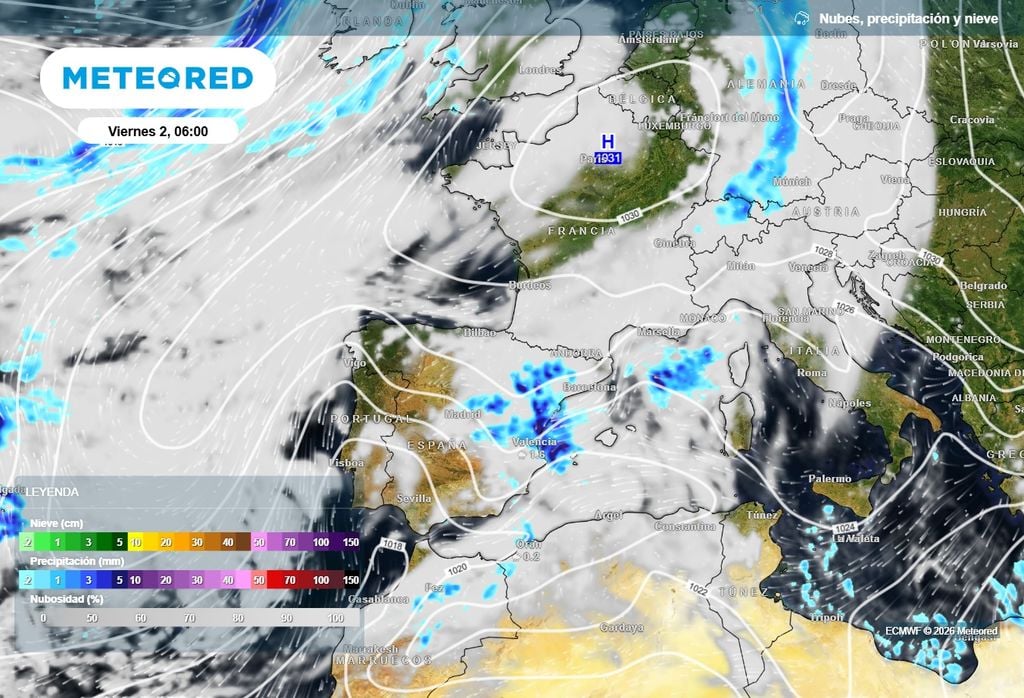 Una de las claves es la posición del bloqueo: las lluvias torrenciales se producirán con altas presiones en superficie.