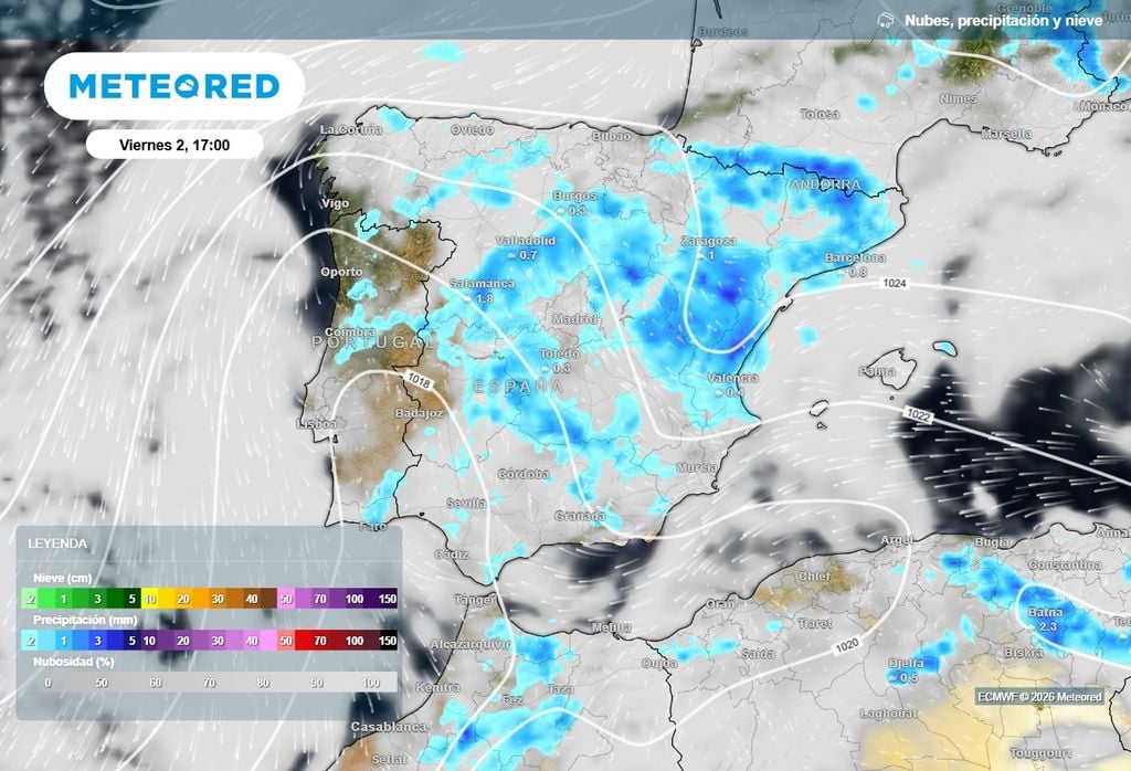 El aire frío en altura y un flujo de levante muy marcado será la combinación ideal para que los chubascos tormentosos aparezcan en gran parte del país en la segunda mitad de la semana.