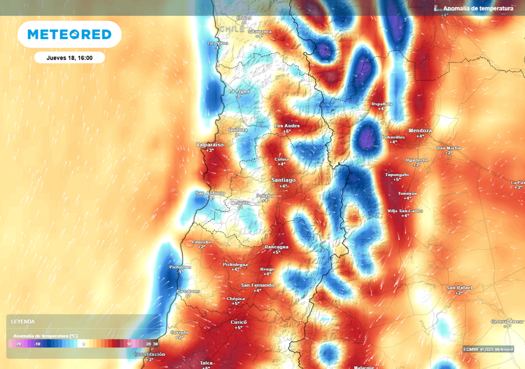 mapa de anomalía de temperatura