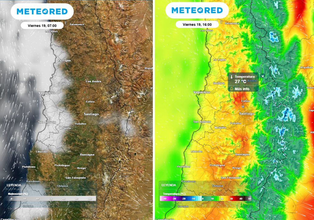 mapa de nubosidad / temperatura