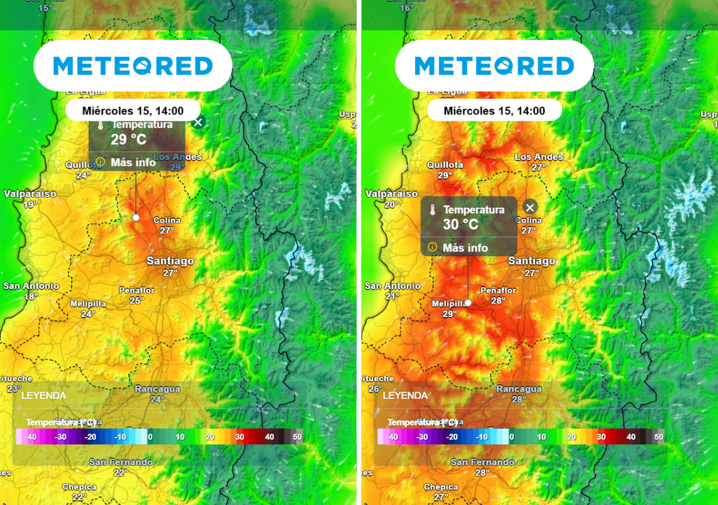 Suben las temperatura en la Región Metropolitana: modelos ECMWF y GFS proyectan máximas entre 29 y 30 °C.