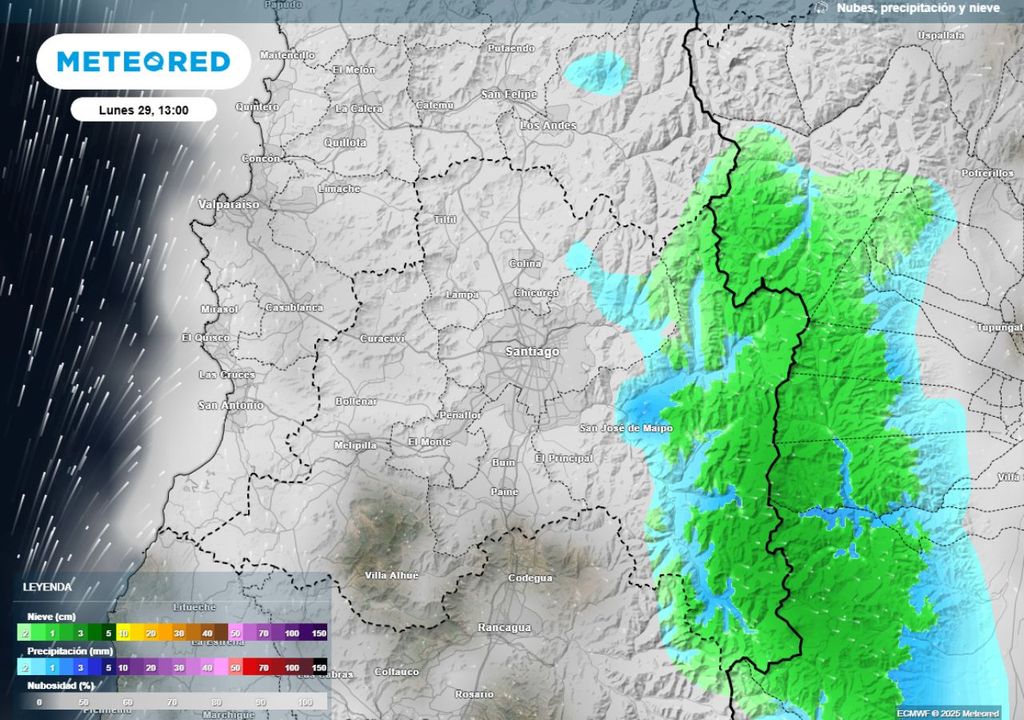 mapa de precipitación y nubosidad