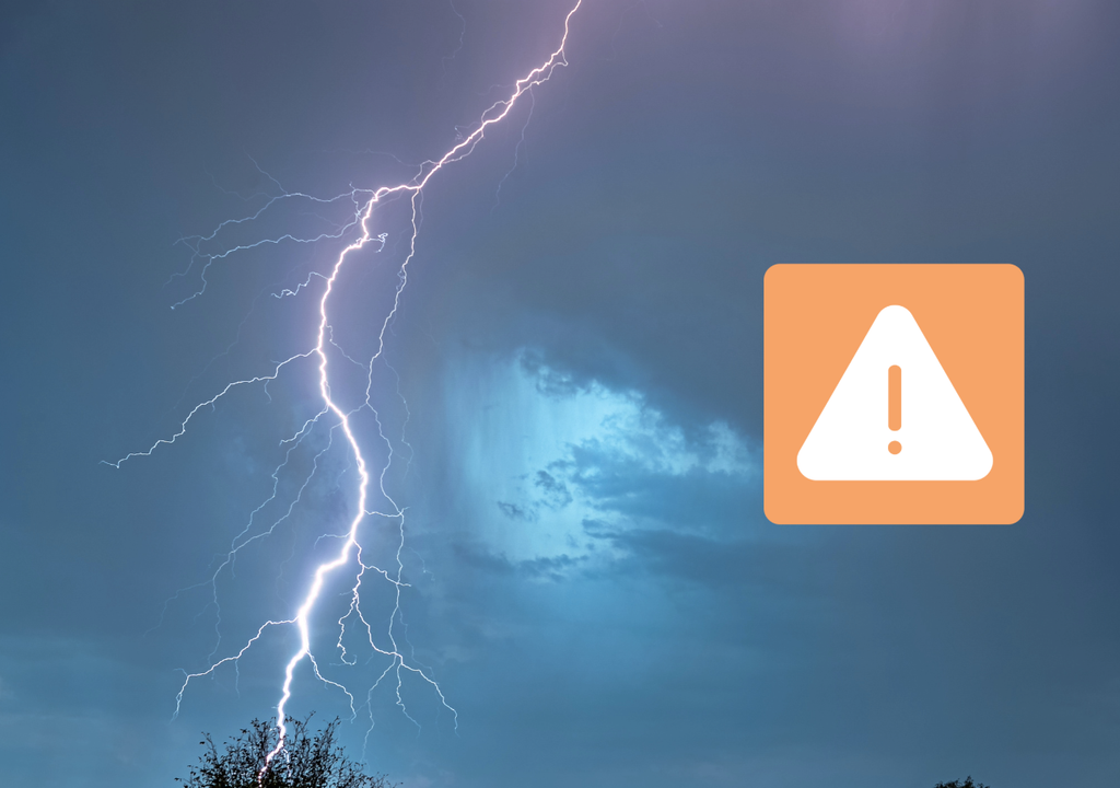 rayo y símbolo de alerta rayo y símbolo de alerta