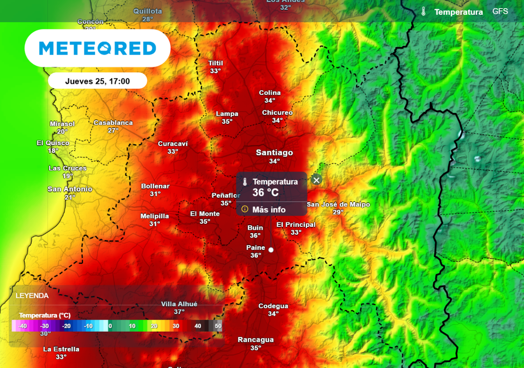 Altas temperaturas: GFS