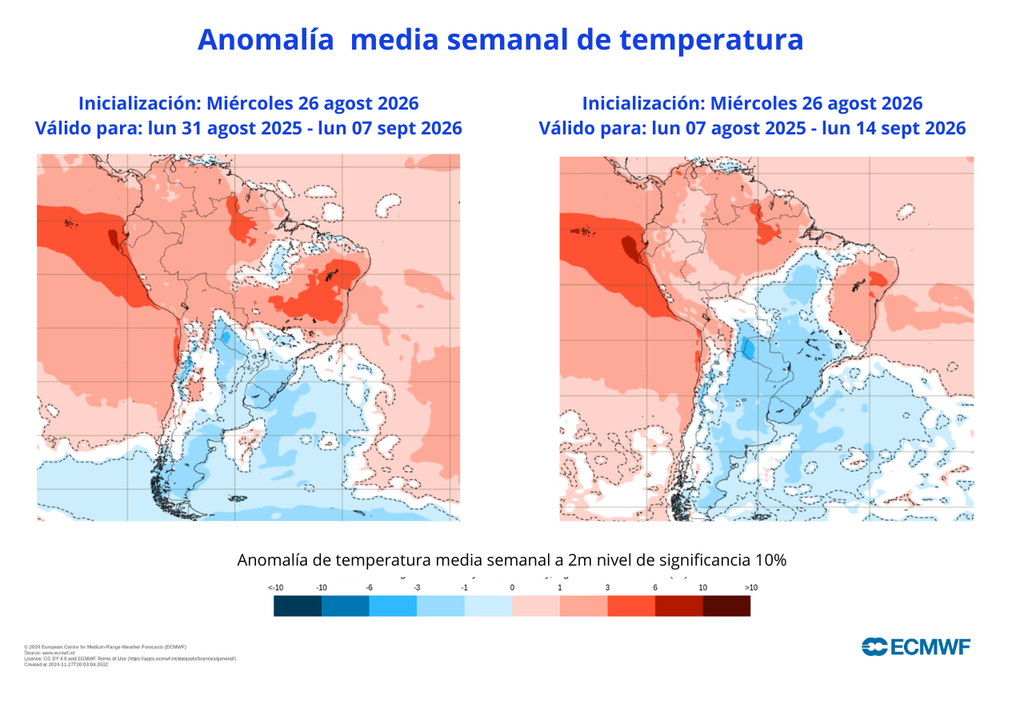 Temperaturas Las temperaturas se comportarían relativamente estable durante la primera quincena de agosto con valores normales en Santiago, según indica el ECMWF.