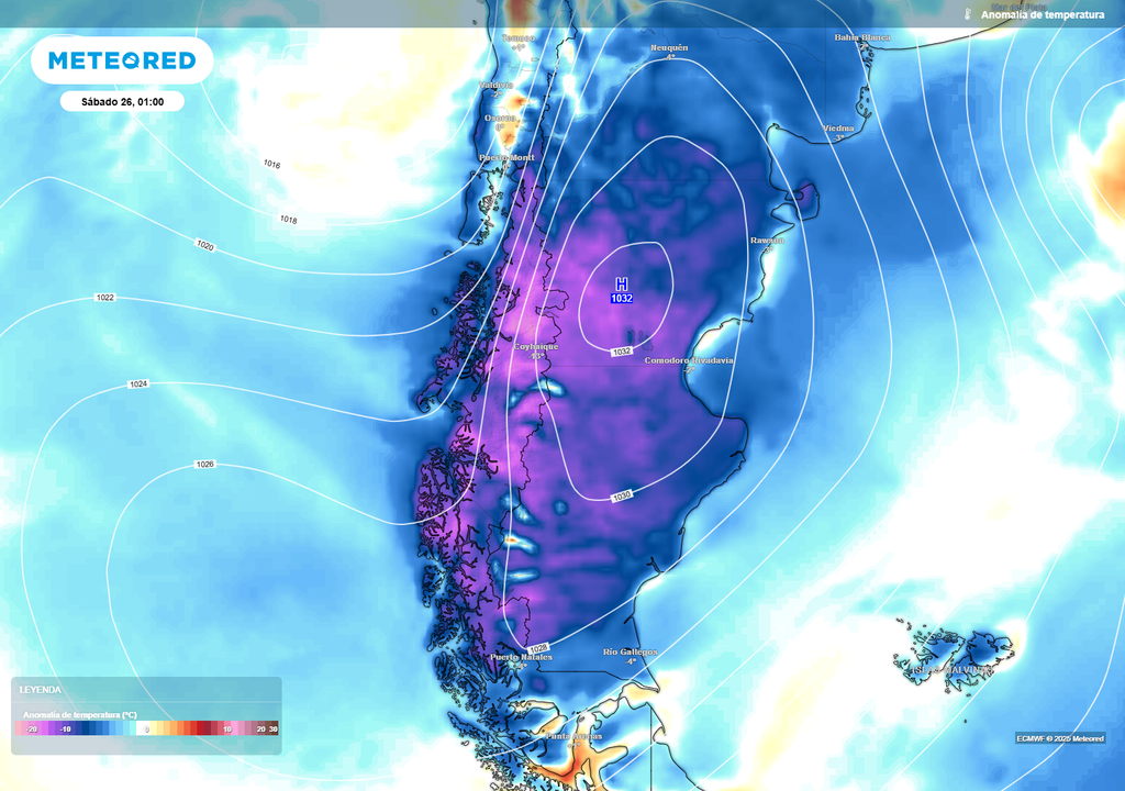 mapa de anomalía de temperatura