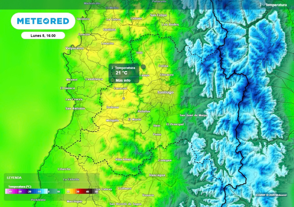 En la cuenca capitalina podrían alcanzarse en torno a 21 °C durante el lunes.