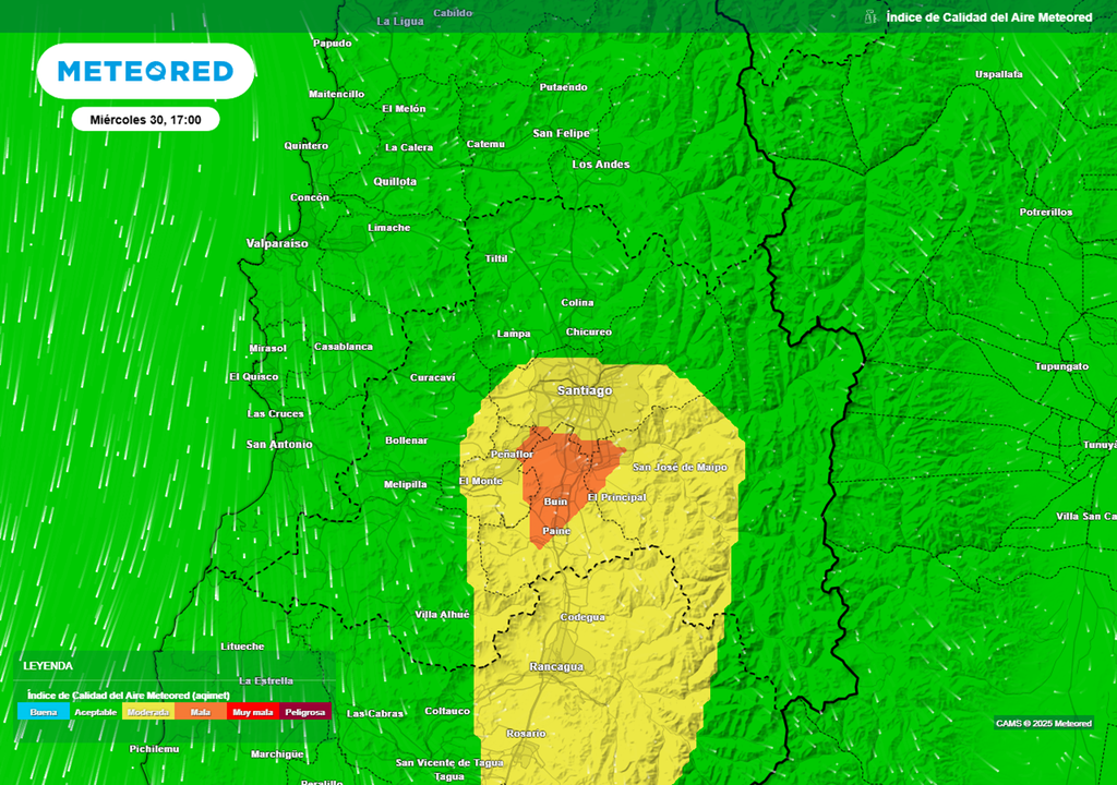 mapa de índice de calidad del aire