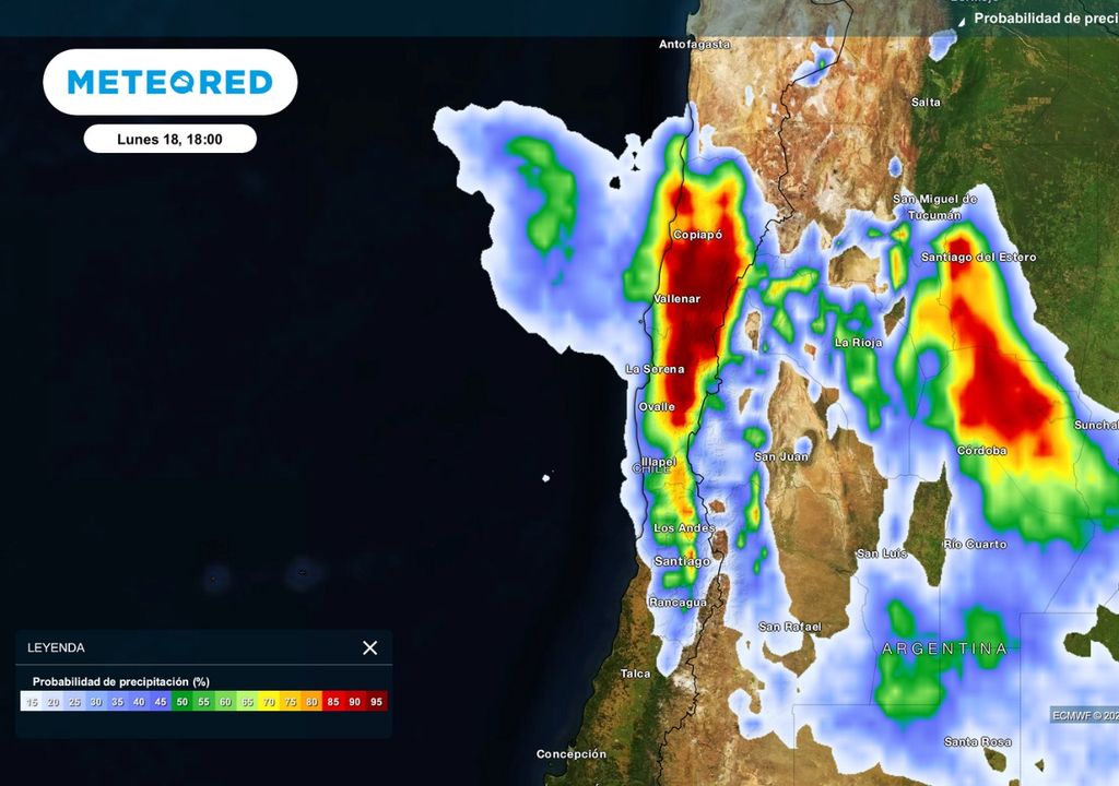 Mapa de probabilidad de precipitación - ECMWF