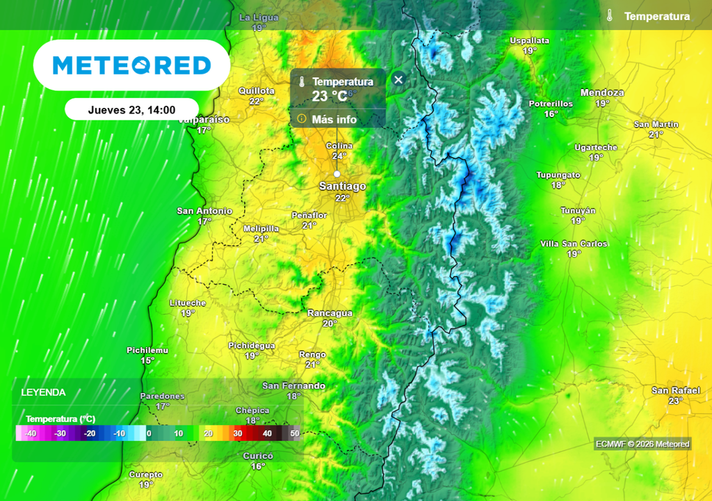 Máximas se estabilizan en Santiago: entre 22 y 23 °C durante gran parte de la semana.