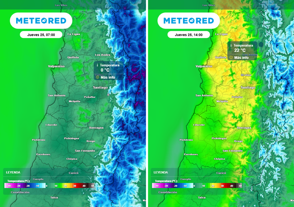mapas de temperatura Este jueves viviremos un veranito de San Juan: de 0 °C pasaremos a más de 20 °C en la capital.