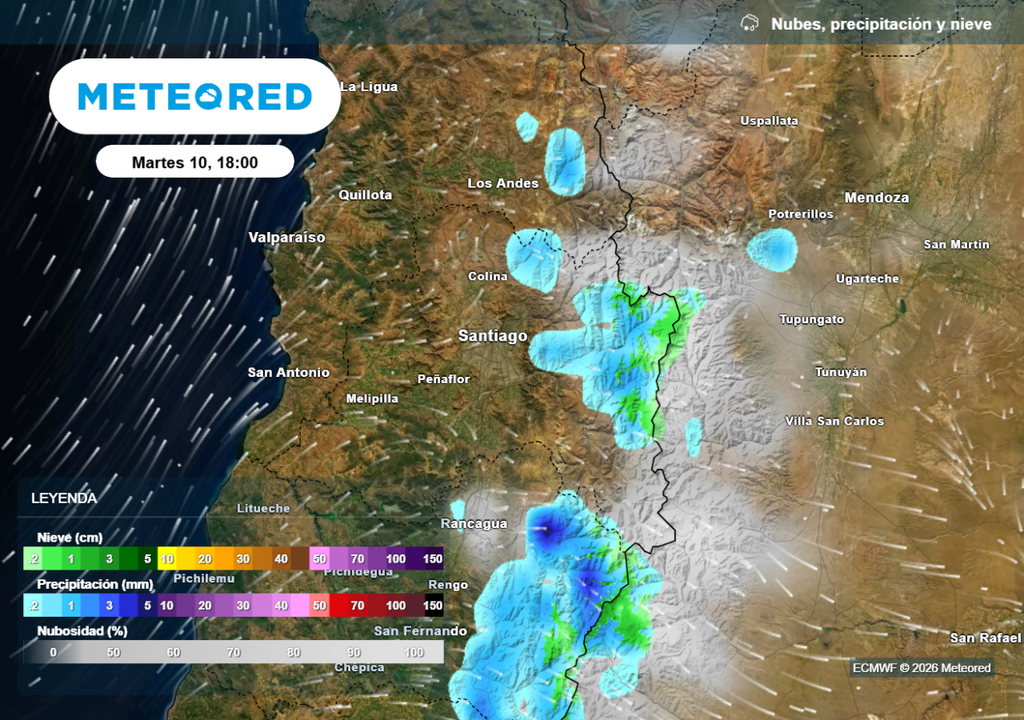 Inestabilidad este martes se concentraría en zonas cordilleranas, en Santiago la probabilidad de lluvias es muy baja.