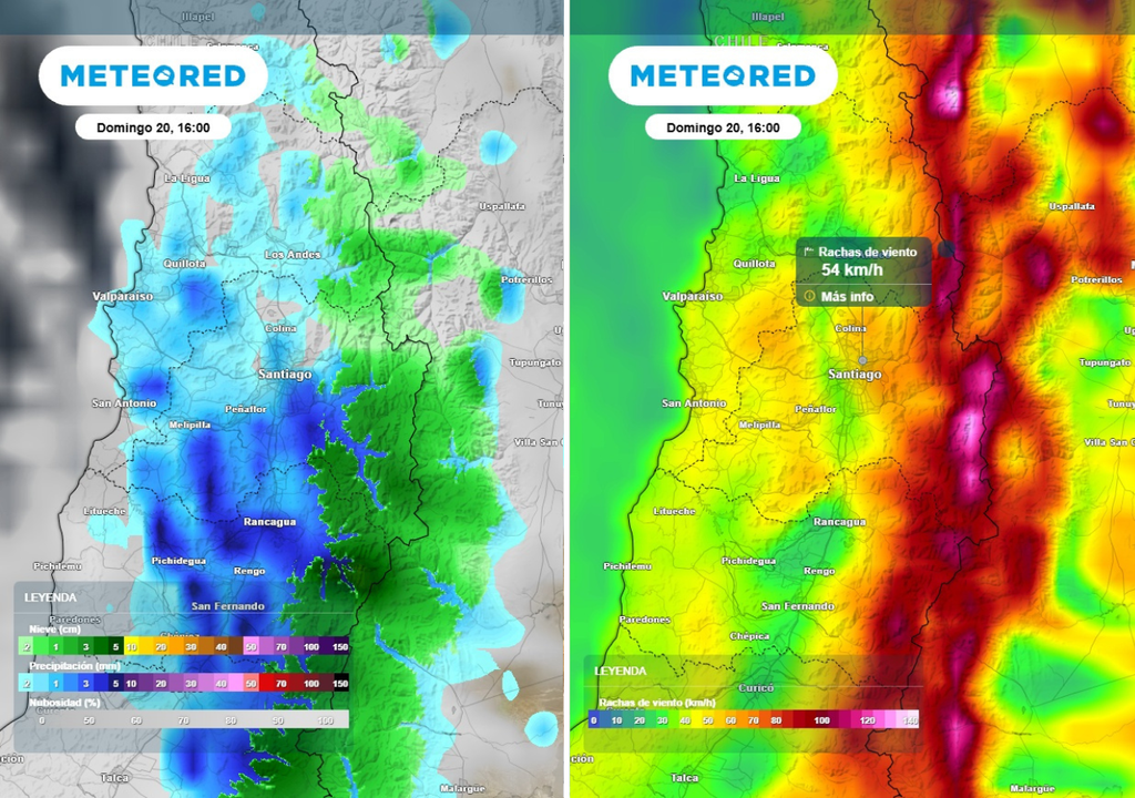 mapas de precipitación y rachas de viento Este domingo podríamos recibir chubascos y fuertes vientos en la capital.