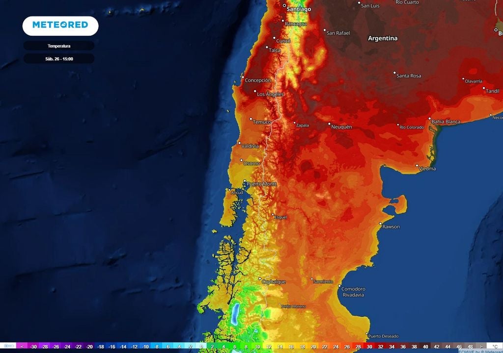 Temperatura prevista; modelo ECMWF Temperatura prevista; modelo ECMWF