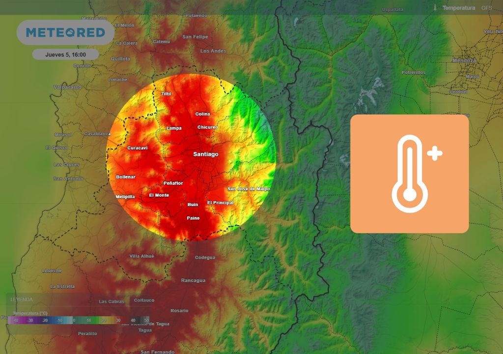 mapa de temperatura Entre el jueves y viernes seguiremos experimentando calor, con máximas que podrían superar los 30 grados en el centro capitalino.