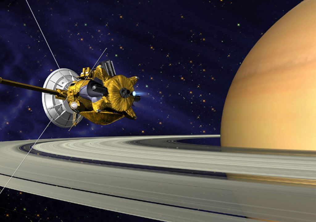 De Cassini-ruimtesonde observeert de planeet Saturnus