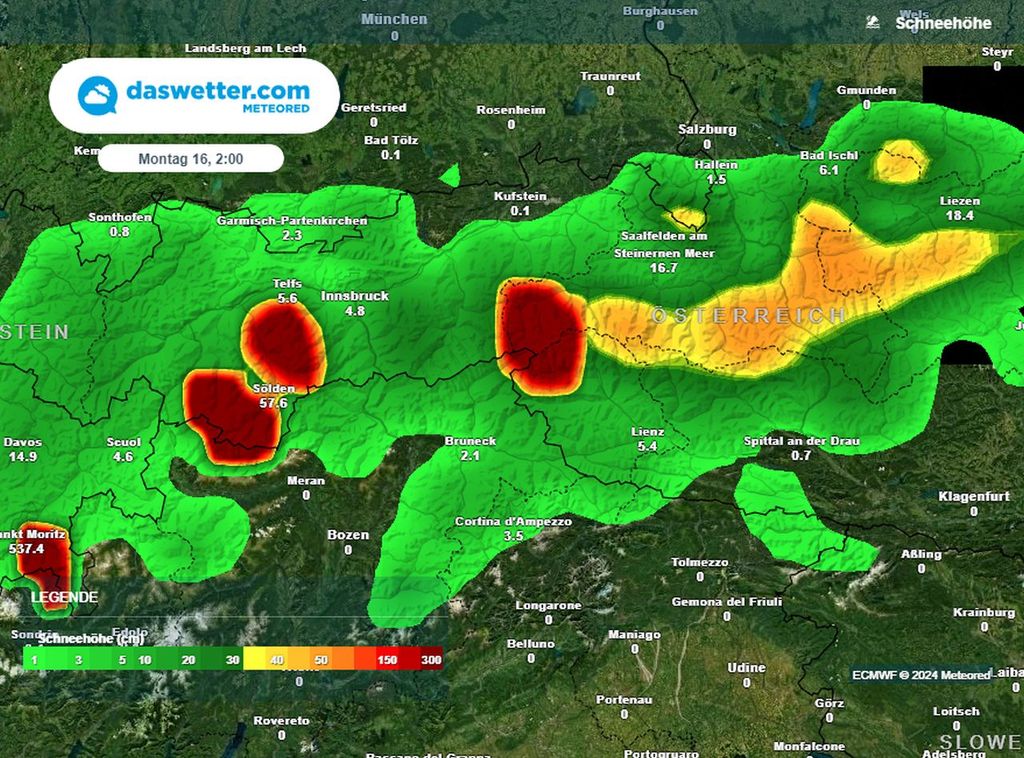 schnee, schneemengen, alpen