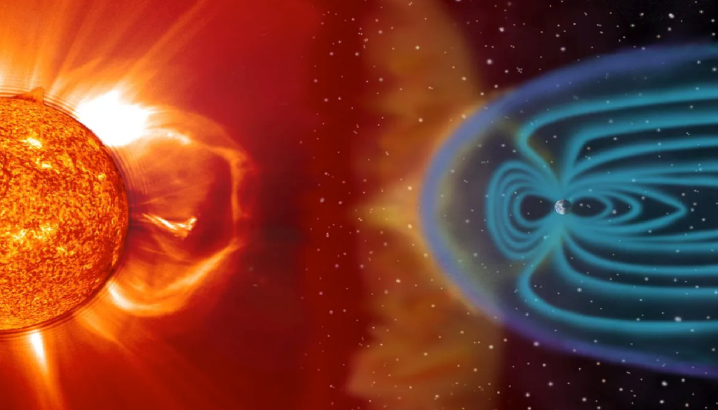 Campo magnetico Il campo magnetico terrestre è lo scudo che protegge l'atmosfera e la vita dagli effetti di erosione e sterilizzanti del vento solare. Credit: NASA