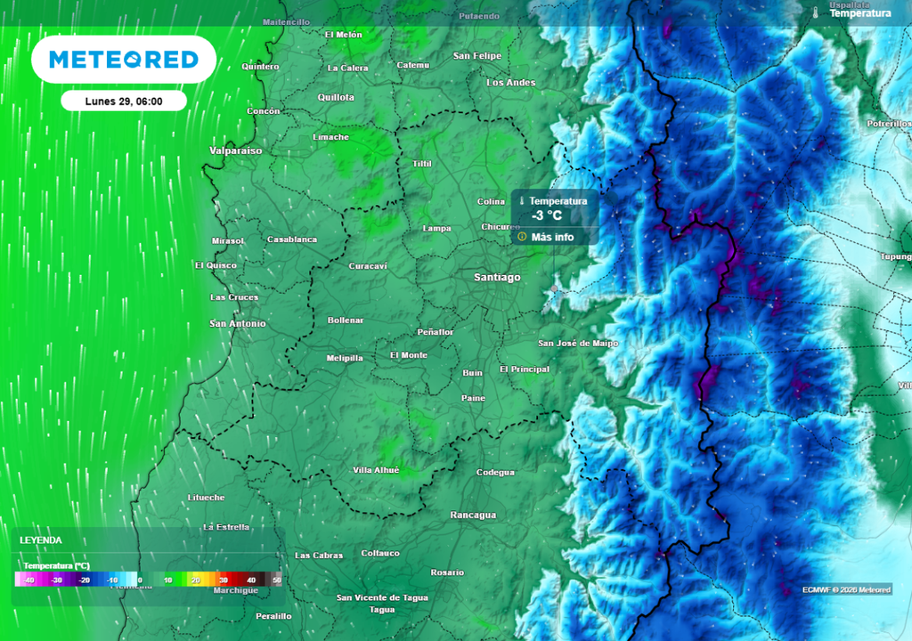 Las heladas continuarán durante este inicio de semana en la cuenca capitalina y precordillera.