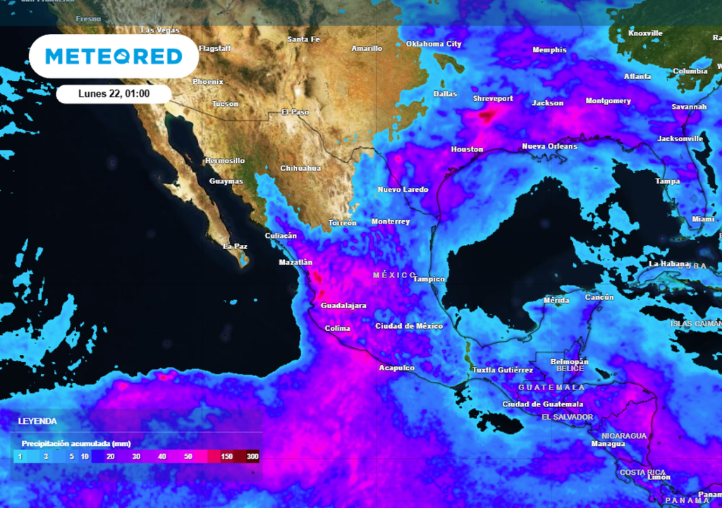 Lluvias Lluvia acumulada para este domingo en México.