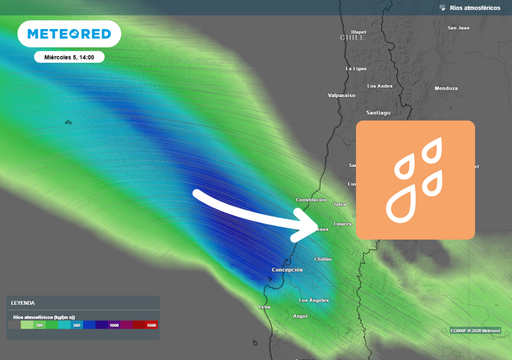 Se acerca otro r&iacute;o atmosf&eacute;rico a la zona central: dejar&aacute; hasta 60 mm y vientos de 100 km/h en estas regiones