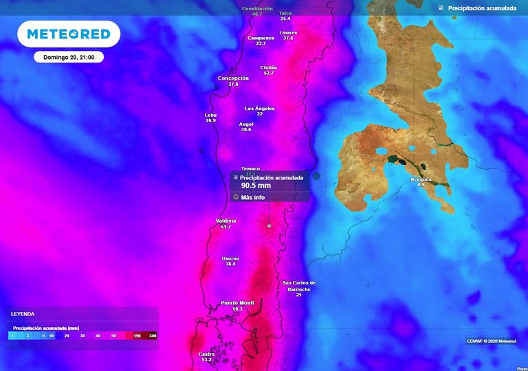 Se acerca sistema frontal con 80 mm de lluvia y rachas de 80 km/h: pron&oacute;stico de Fiestas Patrias para Chile centro-sur
