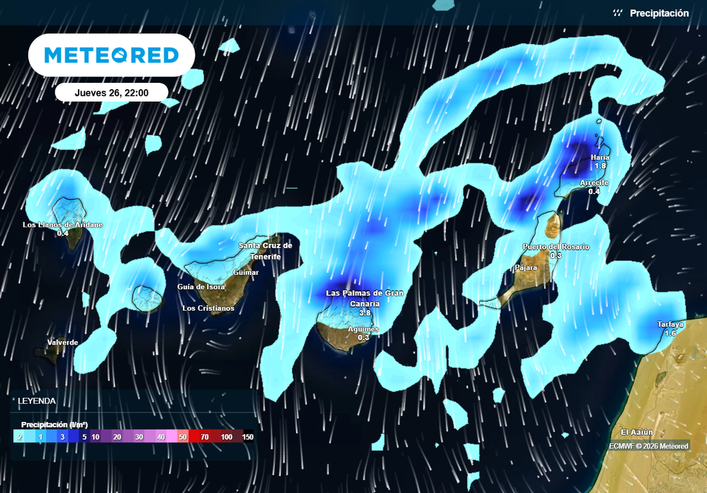 Las precipitaciones irán ganando intensidad en las próximas horas, según el modelo europeo.