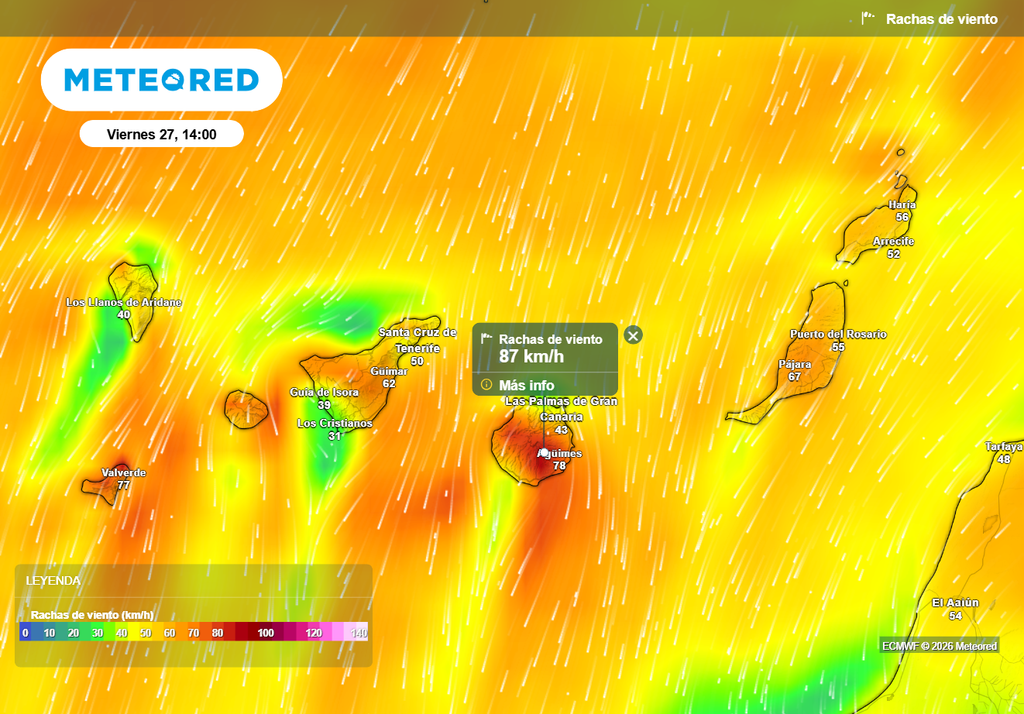 Mañana el viento se intensificará y soplará con rachas de más de 90 km/h en varias islas.