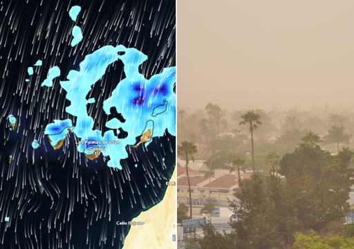 Se acerca un cambio brusco de tiempo a Canarias: de las lluvias fuertes a una gran lengua de polvo en suspensi&oacute;n