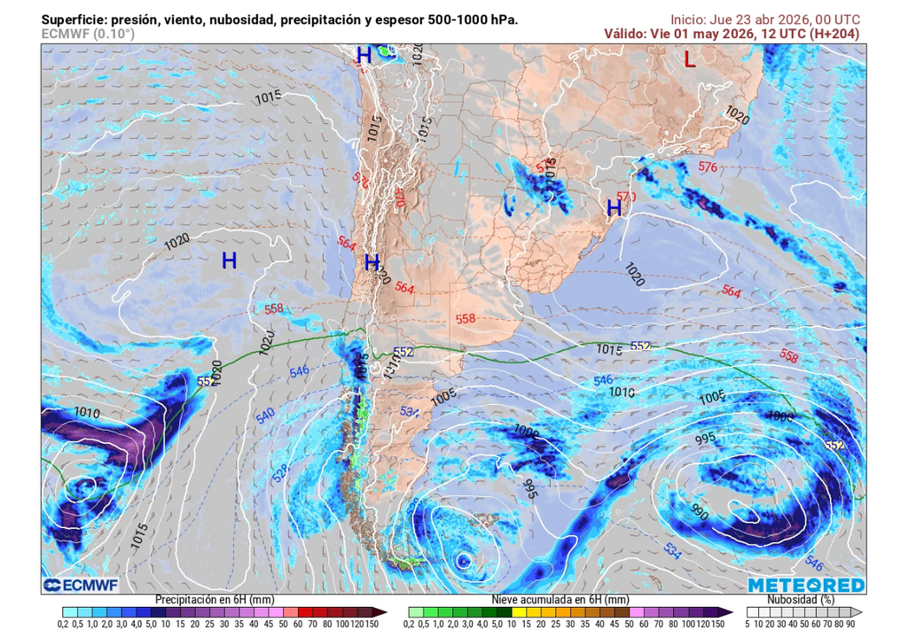 Nuevo margen frontal aterrizaría en Chile centro-sur el viernes 01 de mayo 2026.