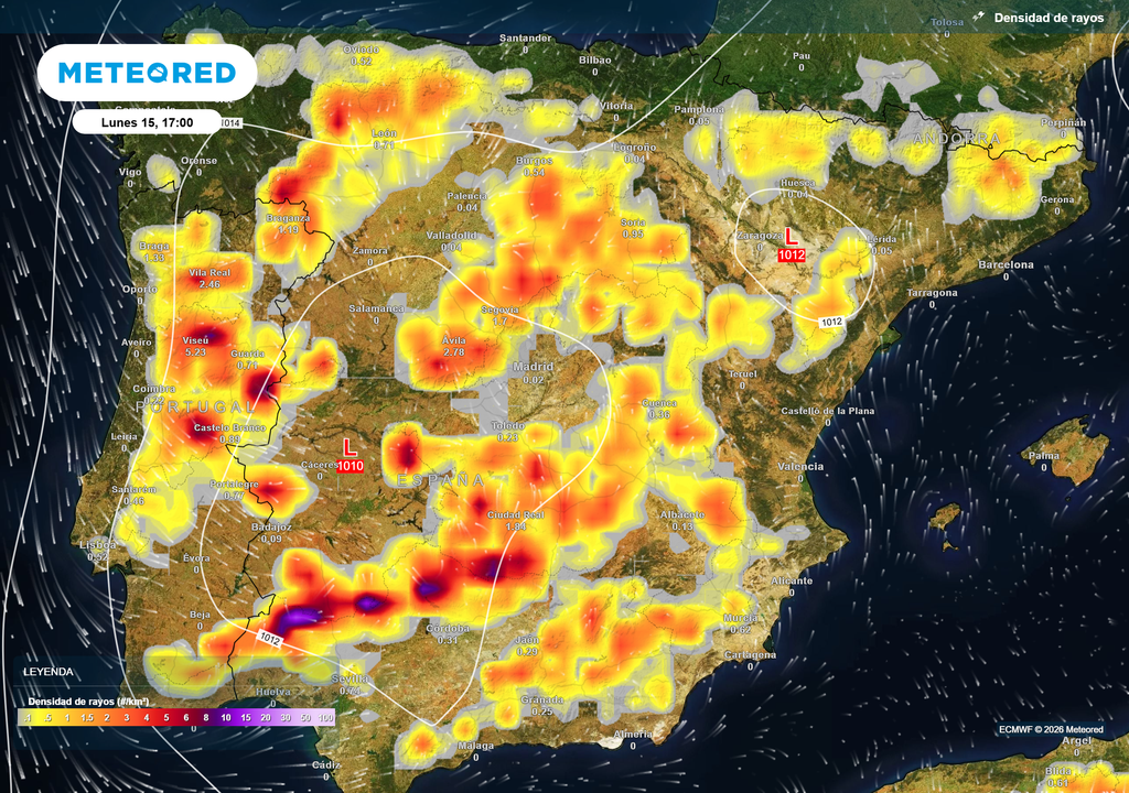 El lunes se prevé una importante actividad tormentosa en gran parte de la España peninsular.
