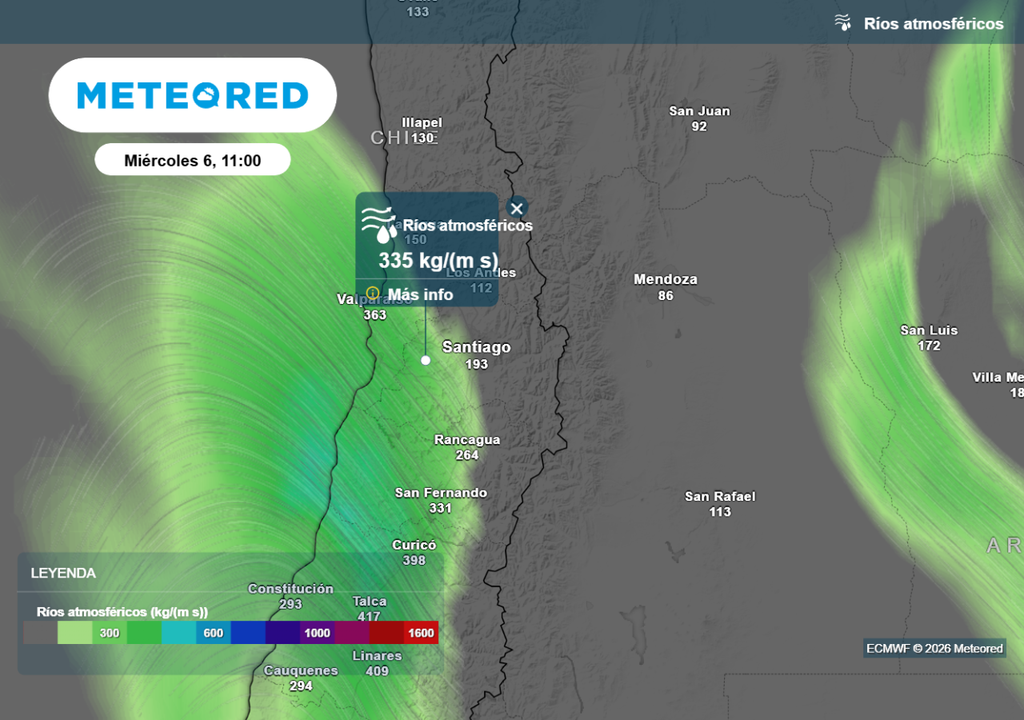 Un río atmosférico potenciará el sistema frontal: se esperan lluvias importantes en el sector sur y surponiente de Santiago