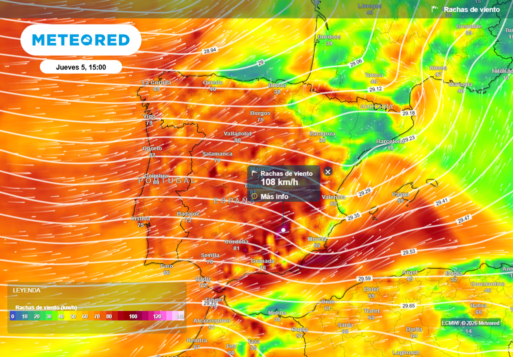 Las rachas de viento superarán los 100 km/h en las zonas más expuestas.