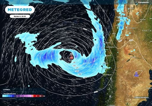 Se acerca una baja segregada a Chile centro-sur: prev&eacute;n 4 d&iacute;as con lluvias, rachas de 60 km/h y tormentas el&eacute;ctricas