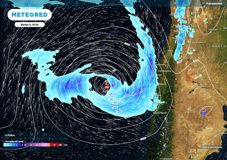 Se acerca una baja segregada a Chile centro-sur: prev&eacute;n 4 d&iacute;as con lluvias, rachas de 60 km/h y tormentas el&eacute;ctricas