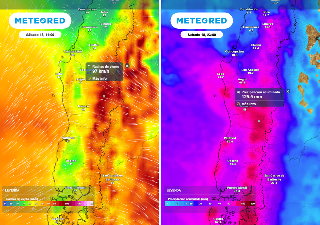 Sistemas frontales en Chile centro-sur, Meteored Lluvias persistirán por 3 días seguidos en algunas regiones Chile centro-sur.