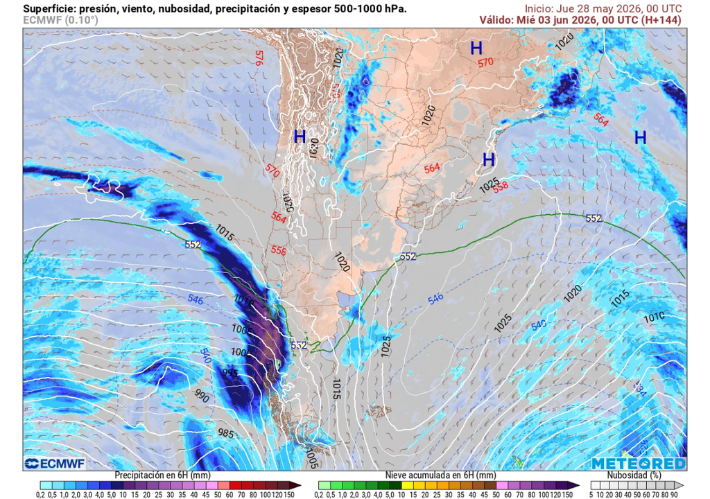El segundo sistema frontal de la próxima semana podría traer más lluvias a Chile centro-sur.