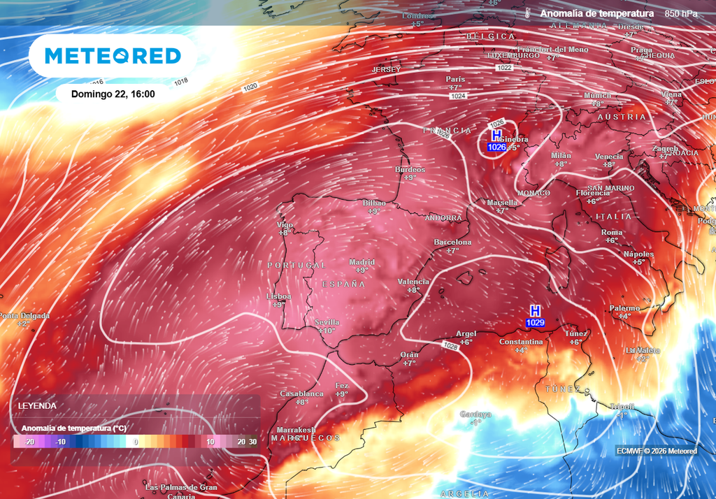 La dorsal se instalará sobre España en unos días, con una masa de aire anormalmente suave para la época que dará lugar a un ambiente muy templado en las horas centrales.