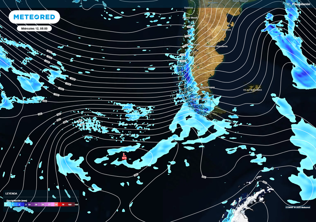 precipitación y presión prevista